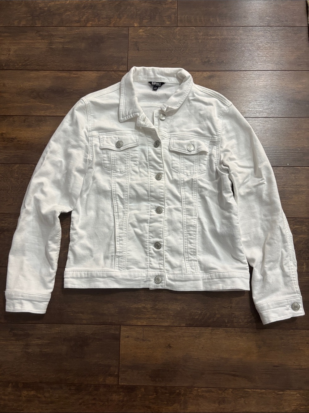 Buffalo David Bitton White Women's Denim Jacket with Classic Seams